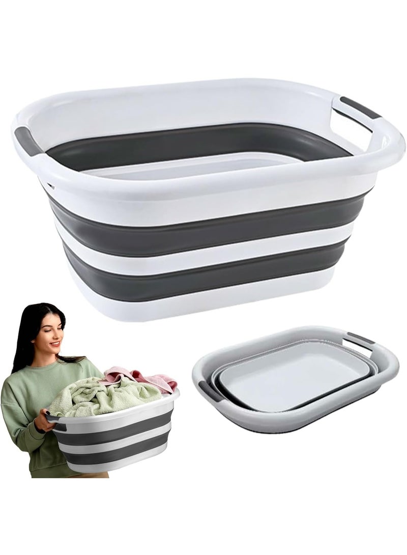 This 26-liter foldable laundry basket, which also doubles as a pet bathtub, is a space-saving storage solution suitable for various indoor and outdoor settings. - Image 1